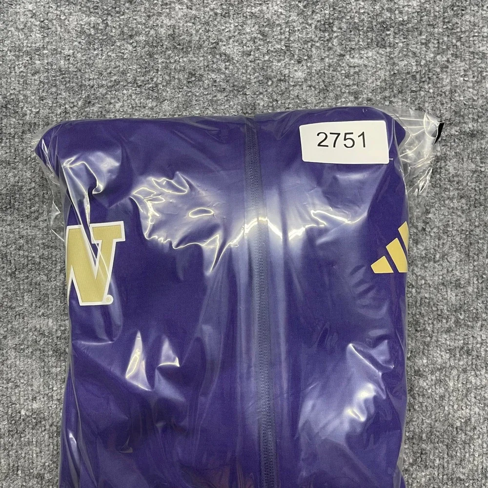 Washington Huskies Jacket Men Medium Purple Gold Adidas ZNE Full Zip Hooded NCAA